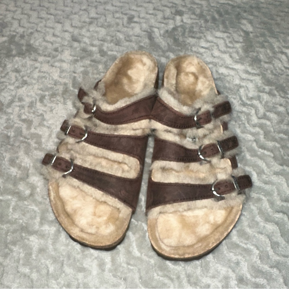 Birkenstock Florida Fresh Shearling Brown Oiled Women’s Size 7 Mens 5 38 - Picture 5 of 6
